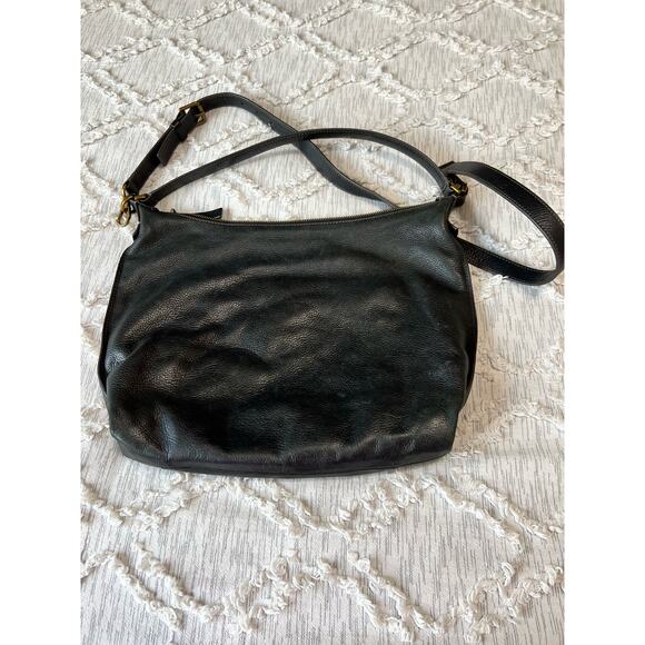 Vintage Fossil Black Cowhide Leather Crossbody Purse Satchel w Gold Hardware - Picture 2 of 15